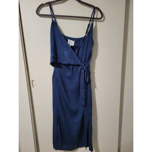 Fall in Love Teal Blue Satin Midi Wrap Dress